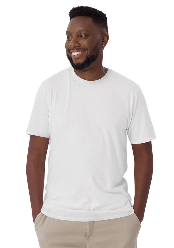 Gildan 64000 mens unisex adult Softstyle t-shirt white front View