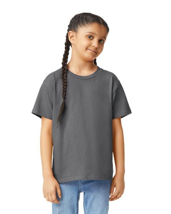 64000B Gildan Softstyle kids t-shirt charcoal front View