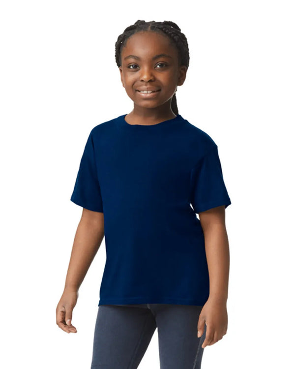 64000B Gildan Softstyle kids t-shirt navy back View