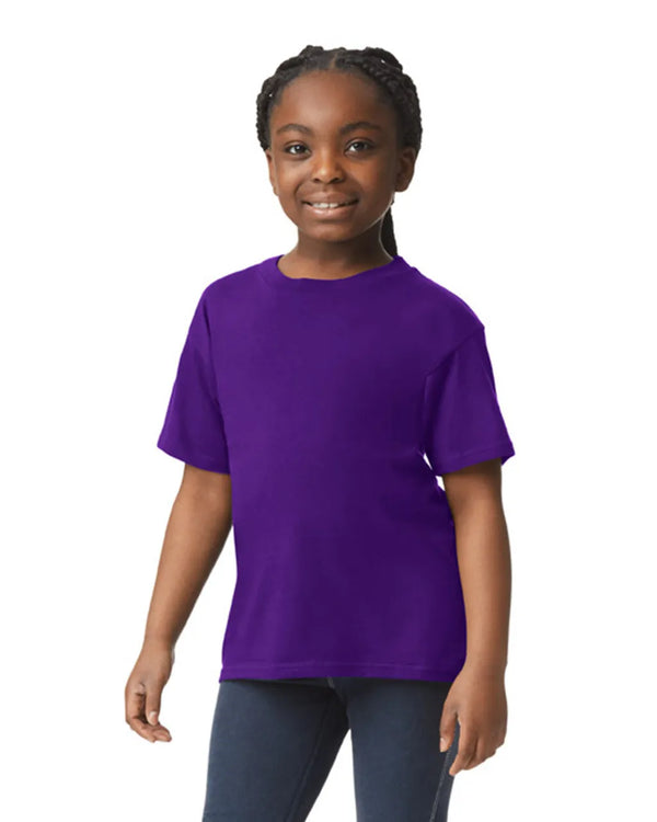 64000B Gildan Softstyle kids t-shirt purple front View