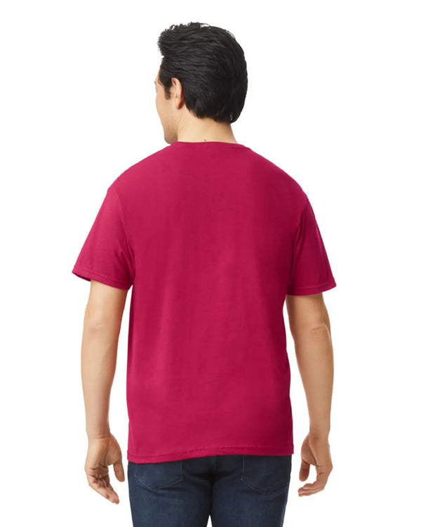 Gildan 64000 mens unisex adult Softstyle t-shirt Antique Cherry Red back View