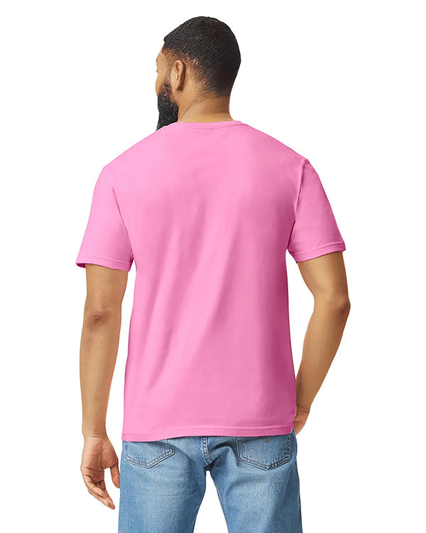 Gildan 64000 mens unisex adult Softstyle t-shirt Azalea pink back View