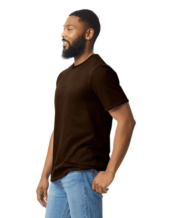 Gildan 64000 mens unisex adult Softstyle t-shirt Dark Chocolate side View