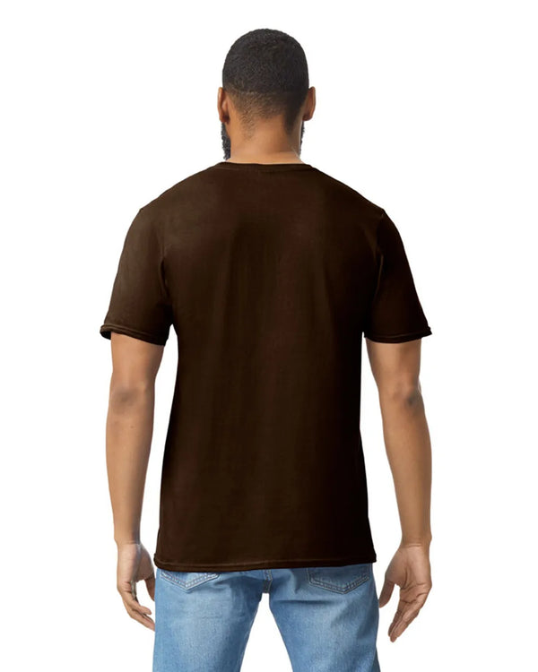 Gildan 64000 mens unisex adult Softstyle t-shirt Dark Chocolate backView