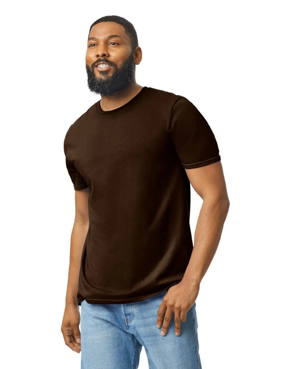 Gildan 64000 mens unisex adult Softstyle t-shirt Dark Chocolate frontView