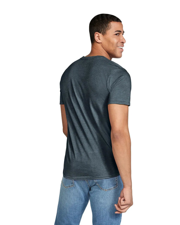 Gildan 64000 mens unisex adult Softstyle t-shirt Dark Heather back View