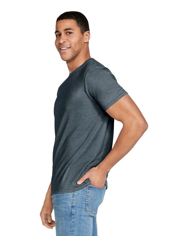 Gildan 64000 mens unisex adult Softstyle t-shirt Dark Heather side View