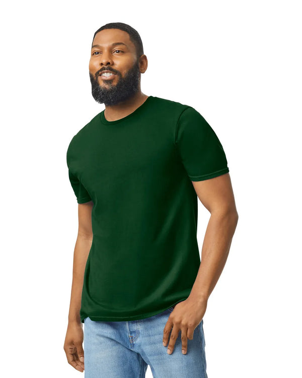Gildan 64000 mens unisex adult Softstyle t-shirt forest green front View