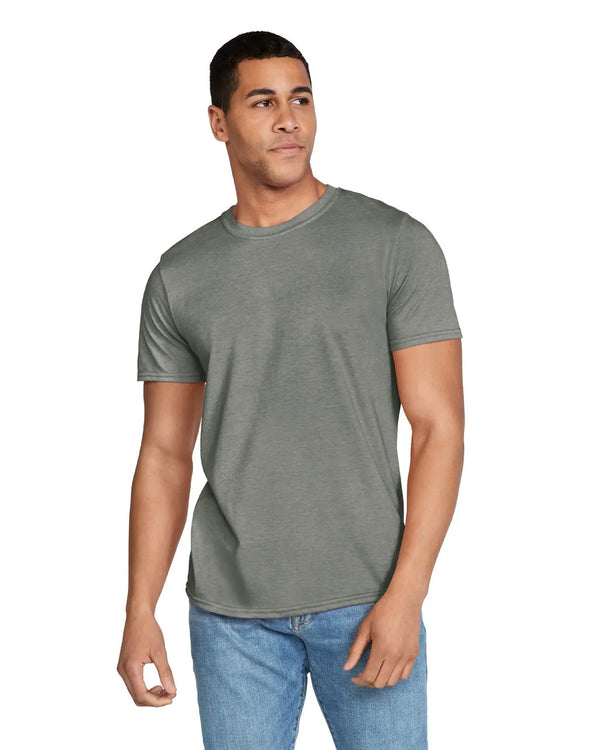 Gildan 64000 mens unisex adult Softstyle t-shirt Heather Military Greenfront View