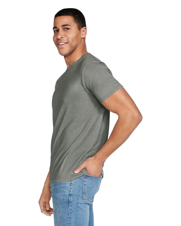 Gildan 64000 mens unisex adult Softstyle t-shirt Heather Military Greenside View