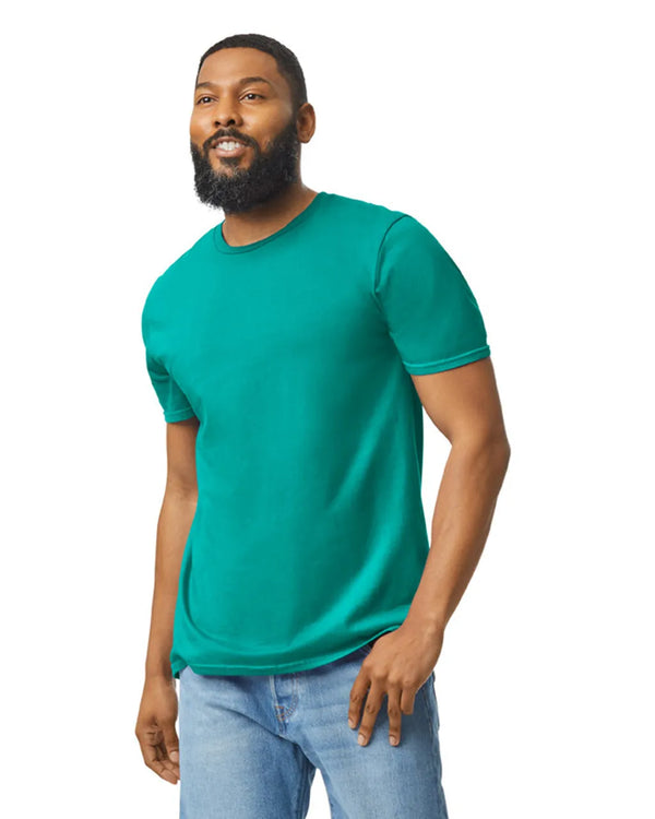 Gildan 64000 mens unisex adult Softstyle t-shirt Jade Dome front View