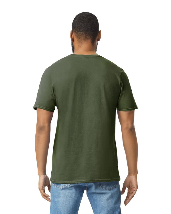 64000 Gildan Softstyle Military Green T-shirt Back View