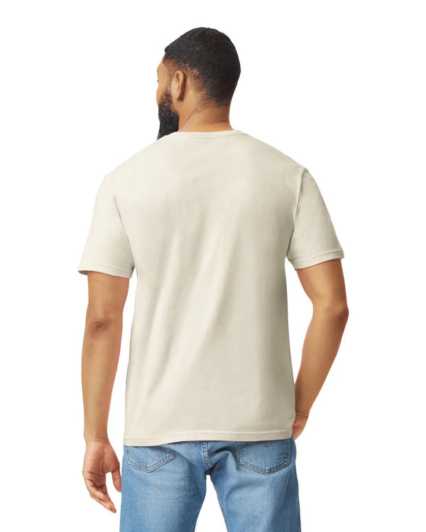 Gildan 64000 mens unisex adult Softstyle t-shirt Natural back View
