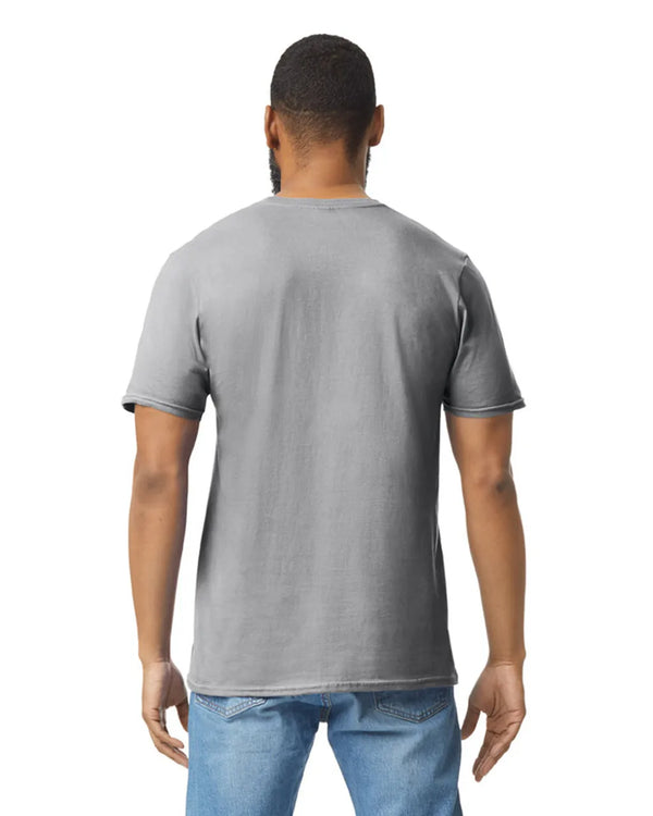 Gildan 64000 mens unisex adult Softstyle t-shirt RS sport grey back View