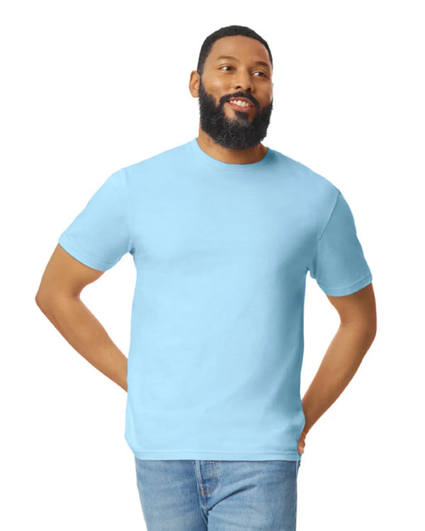 Gildan 64000 mens unisex adult Softstyle t-shirt light blue front View