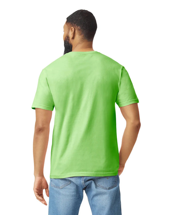 Gildan 64000 mens unisex adult Softstyle t-shirt lime back View