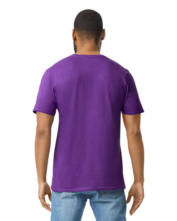 Gildan 64000 mens unisex adult Softstyle t-shirt purple back View