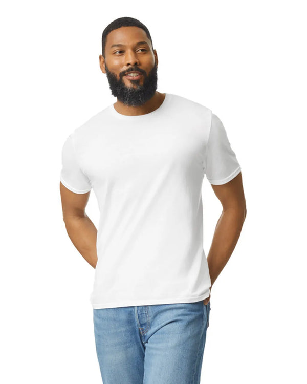 Gildan 64000 mens unisex adult Softstyle t-shirt white front View