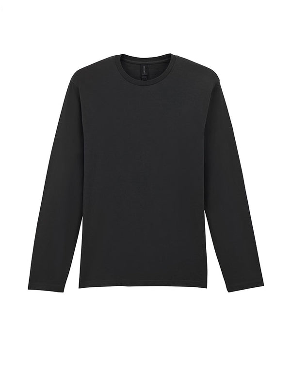 64400 Gildan Softstyle Adult Long Sleeve T-shirt Black Flat View