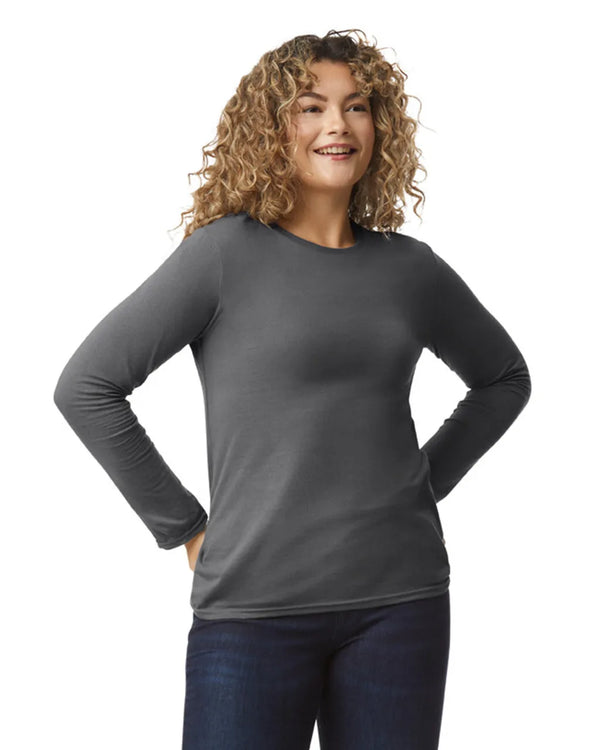 64400 Gildan Softstyle Long Sleeve T-shirt Adult Charcoal Front