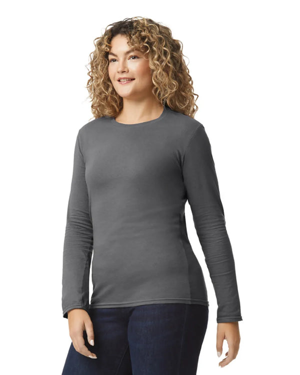 64400 Gildan Softstyle Long Sleeve T-shirt Adult Charcoal Front
