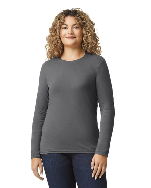 64400 Gildan Softstyle Long Sleeve T-shirt Adult Charcoal Front