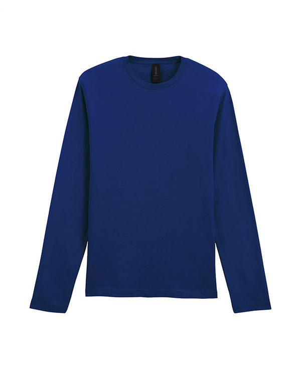 64400 Gildan Softstyle Adult Long Sleeve T-shirt Navy Blue Flat View