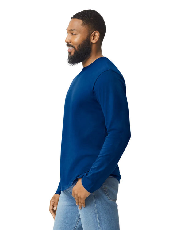 64400 Gildan Softstyle Long Sleeve T-shirt Adult Navy Side