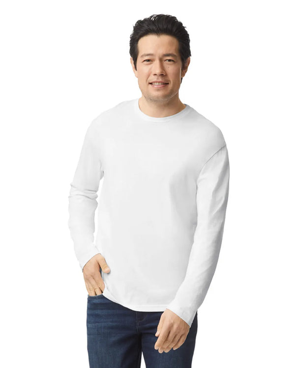 64400 Gildan Softstyle Long Sleeve T-shirt Adult White Front
