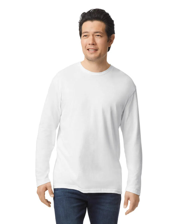 64400 Gildan Softstyle Long Sleeve T-shirt Adult White Front