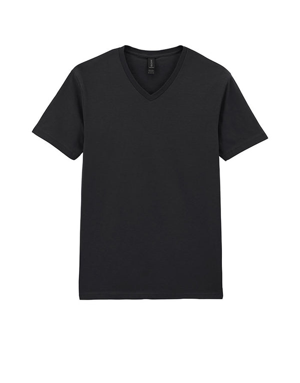 64V00 Gildan Softstyle Adult V-NeckT-shirt Black Flat View