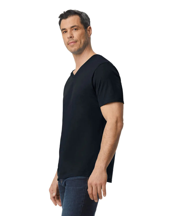 64V00 Gildan Softstyle Adult V-NeckT-shirt Black Side View