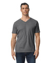 64V00 Gildan Softstyle Adult V-NeckT-shirt Charcoal Front View