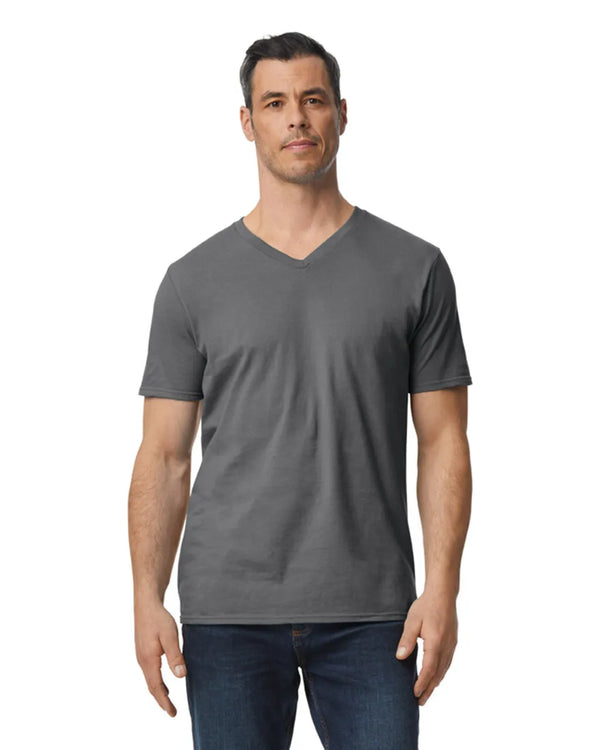 64V00 Gildan Softstyle Adult V-NeckT-shirt Charcoal Front View