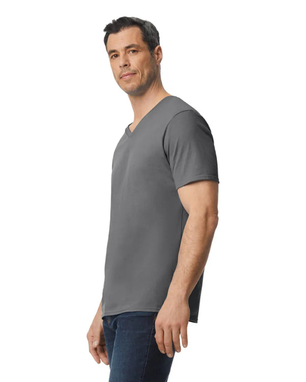 64V00 Gildan Softstyle Adult V-NeckT-shirt Charcoal Side View