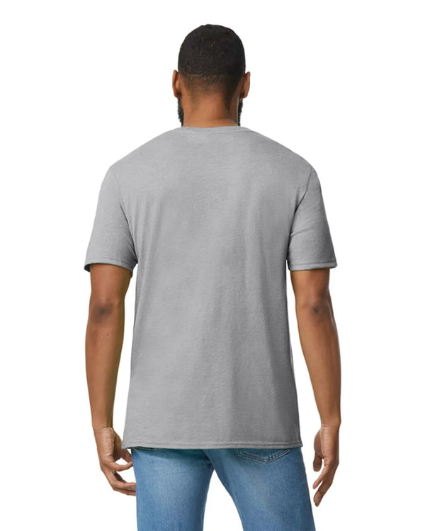 64V00 Gildan Softstyle Adult V-NeckT-shirt RS Sport Grey Back View