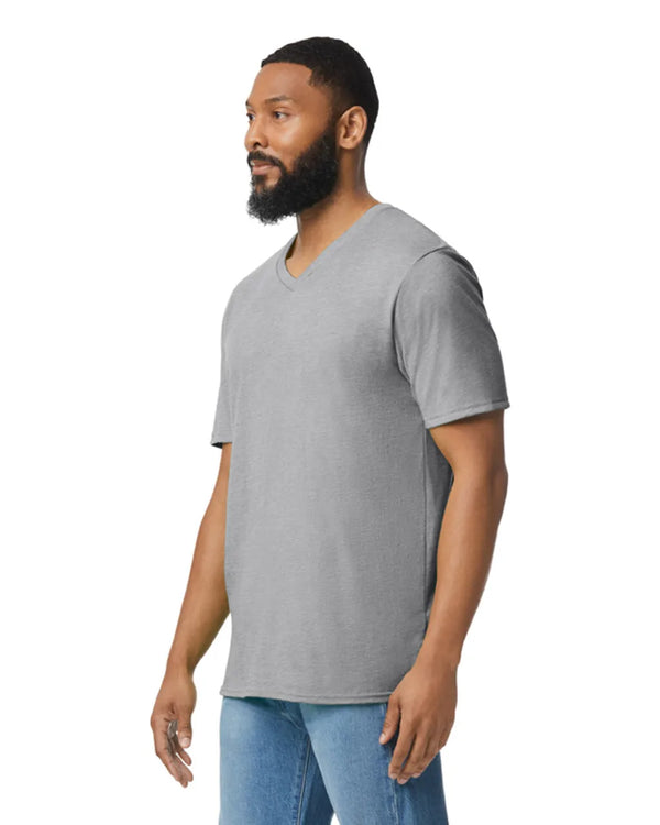 64V00 Gildan Softstyle Adult V-NeckT-shirt RS Sport Grey Side View