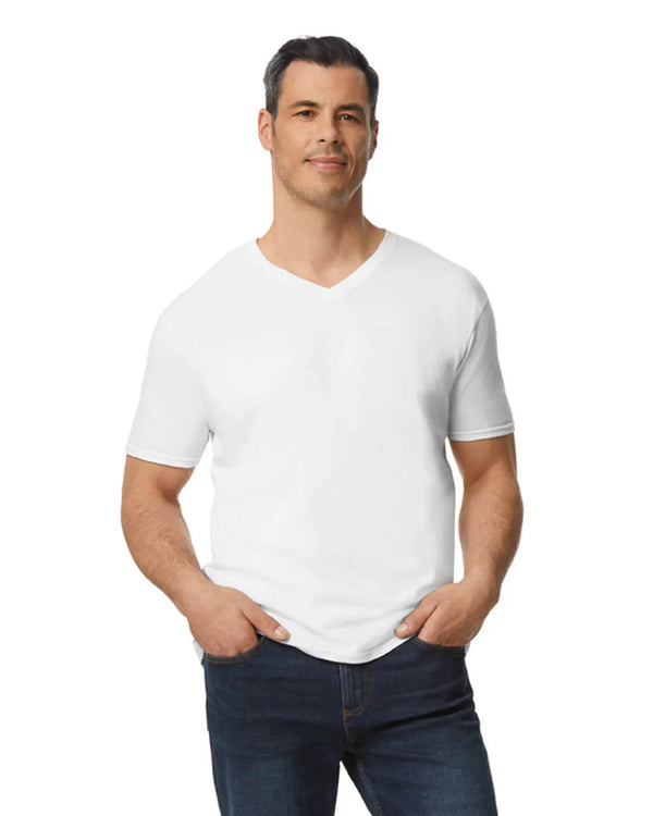 64V00 Gildan Softstyle Adult V-NeckT-shirt White Front View