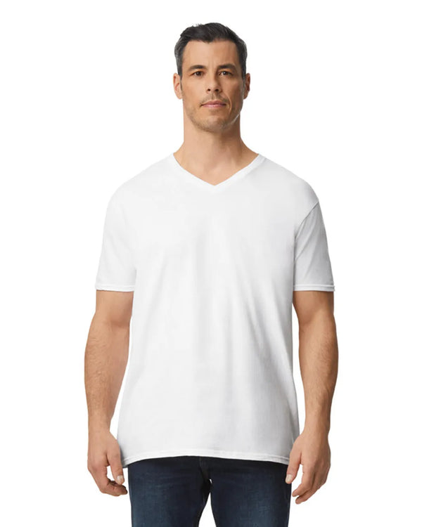 64V00 Gildan Softstyle Adult V-NeckT-shirt White Front View