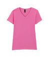 64V00L Gildan Softstyle Women's V-Neck T-shirt Azalea Pink Flat View