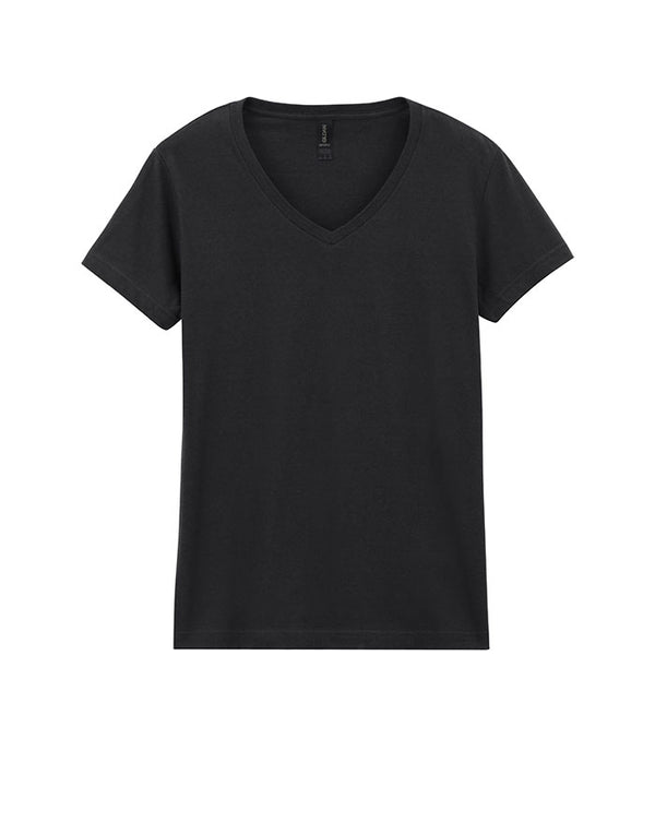 64V00L Gildan Softstyle Women's V-Neck T-shirt Black Flat View