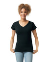 64V00L Gildan Softstyle Women's V-Neck T-shirt Black Front View
