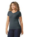 64V00L Gildan Softstyle Women's V-Neck T-shirt Dark Heather Side View