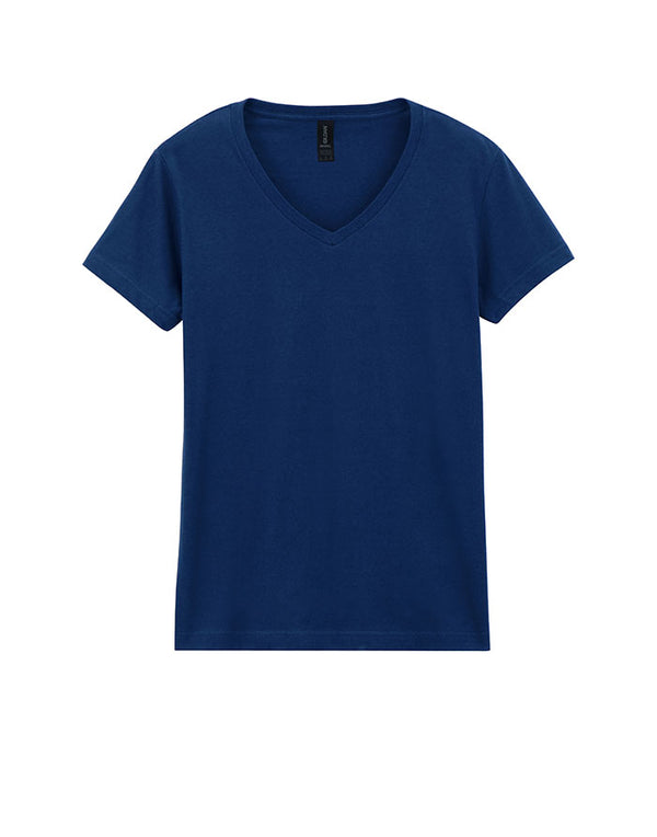 64V00L Gildan Softstyle Women's V-NeckT-shirt Navy Blue Flat View