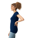 64V00L Gildan Softstyle Women's V-Neck T-shirt Navy Blue Side View