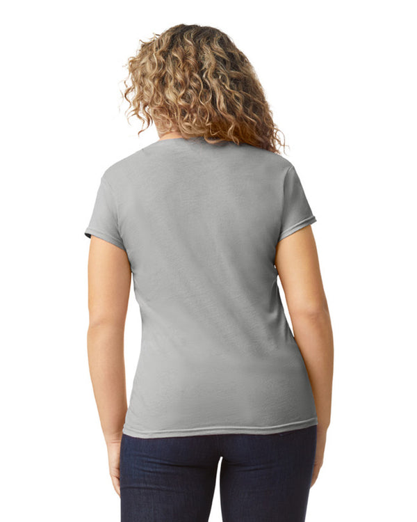 64V00L Gildan Softstyle Women's V-Neck T-shirt Sport Grey Back View