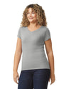 64V00L Gildan Softstyle Women's V-Neck T-shirt Sport Grey Front View