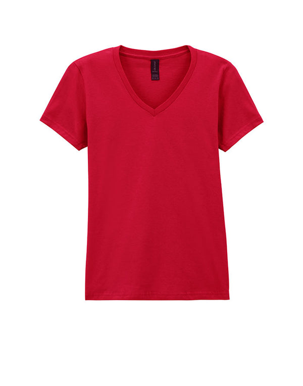 64V00L Gildan Softstyle Women's V-NeckT-shirt Red Flat View