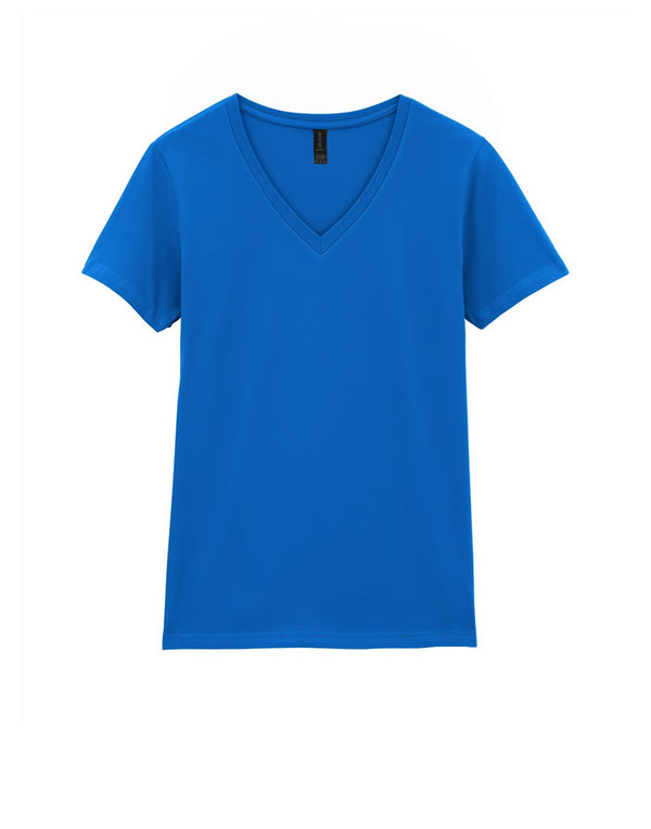 64V00L Gildan Softstyle Women's V-NeckT-shirt Royal Blue Flat View