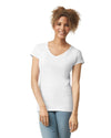 64V00L Gildan Softstyle Women's V-Neck T-shirt White Front View